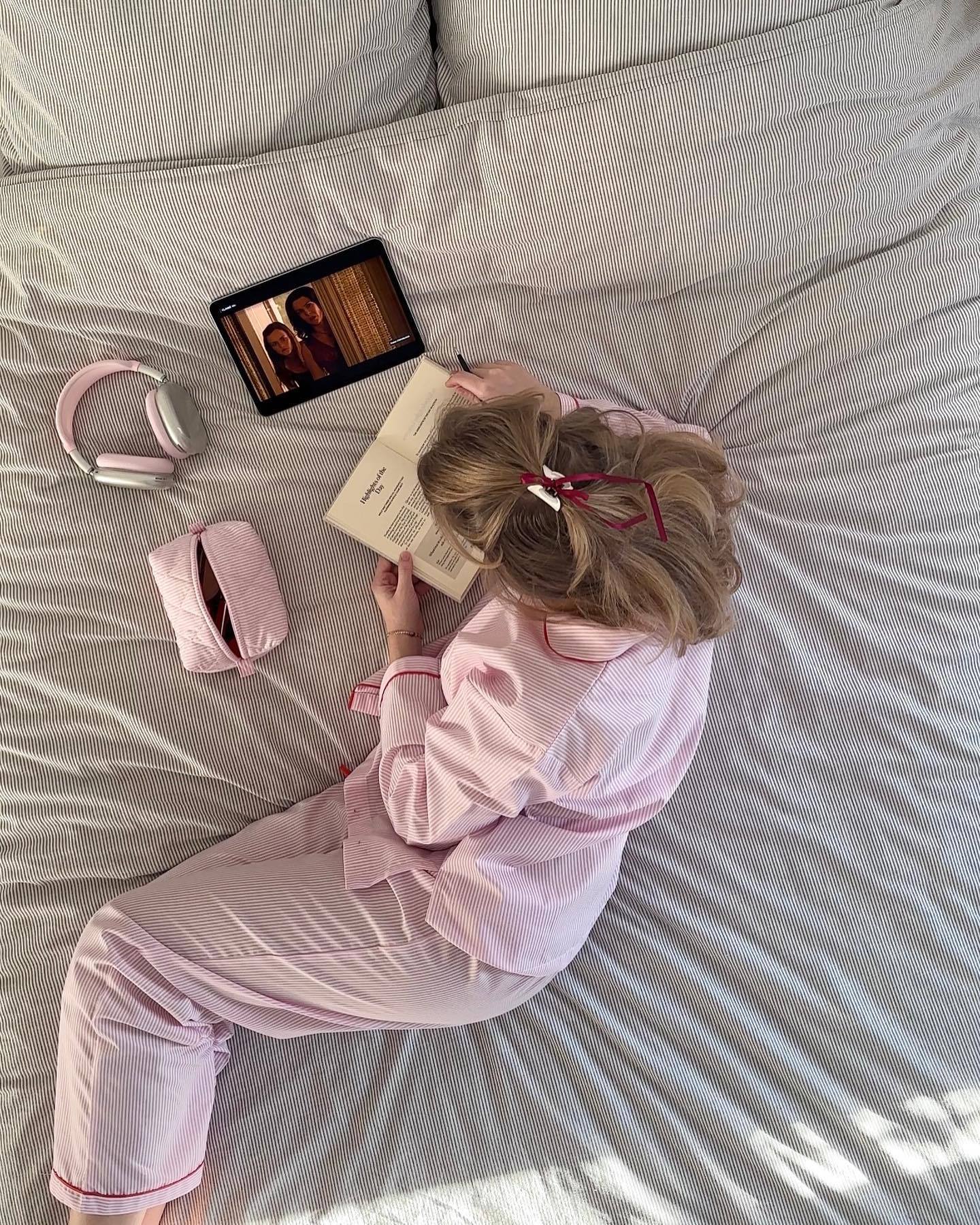 Çizgili Pembe Pijama Takımı Zalle